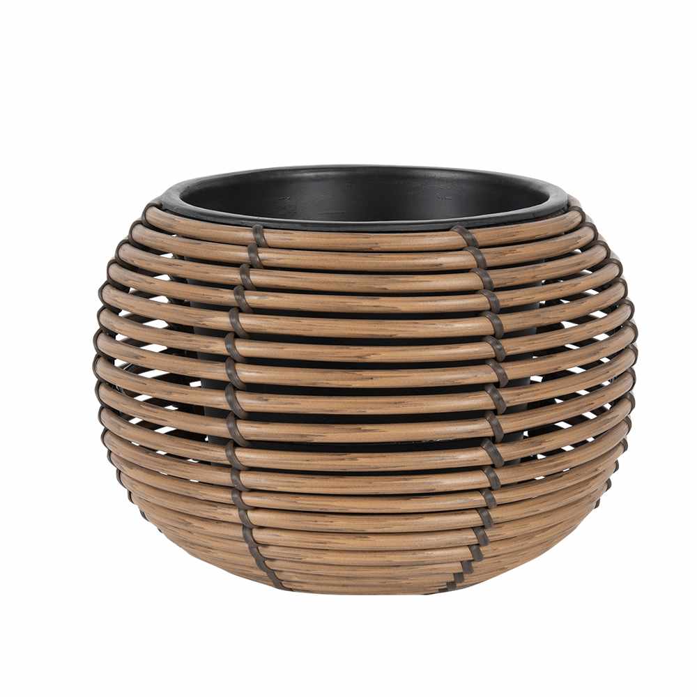 Cache-pot sphérique en rotin de polyrattan beige 10 5/8 po VERTUO