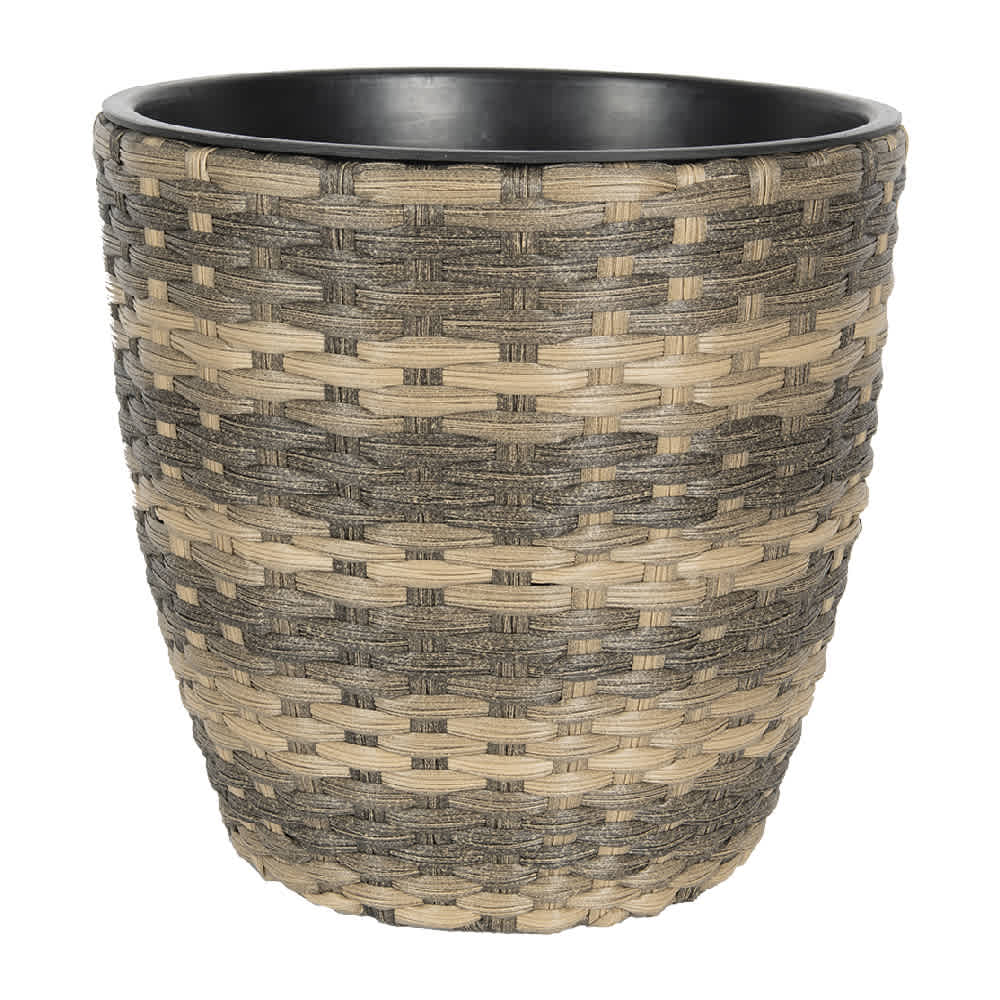 Cache-pot effet rotin beige et gris 16 po VERTUO
