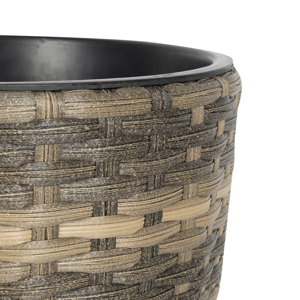 Cache-pot effet rotin beige et gris 16 po VERTUO