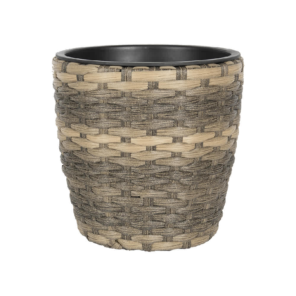 Cache-pot effet rotin beige et gris 12 po VERTUO