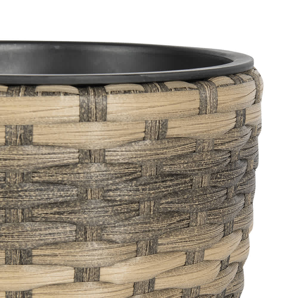 Cache-pot effet rotin beige et gris 12 po VERTUO