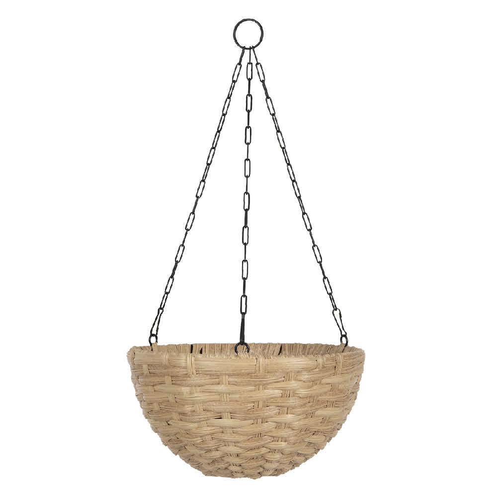 VERTUO Polyrattan Effect Hanging Flower Pot Beige 11&nbsp;3/4&nbsp;in.