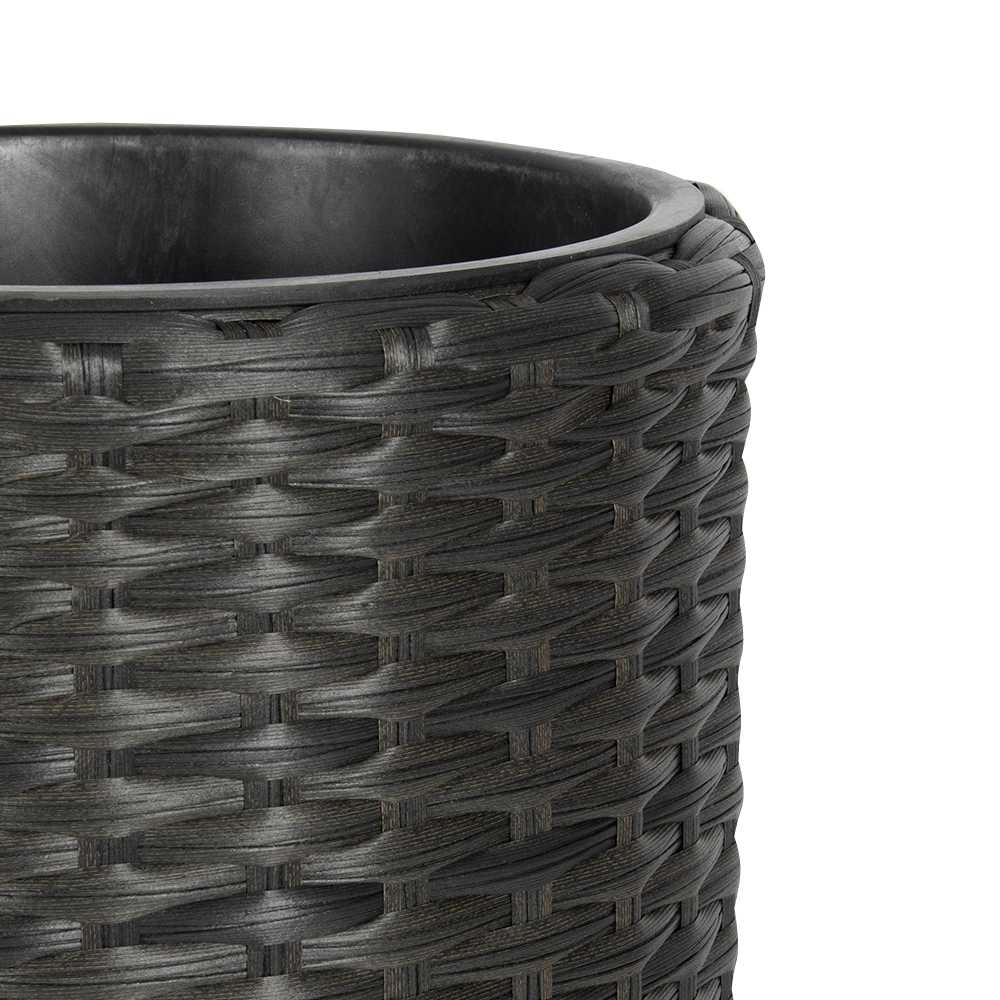 Cache-pot en rotin de polyrattan noir 14&nbsp;1/8&nbsp;po VERTUO