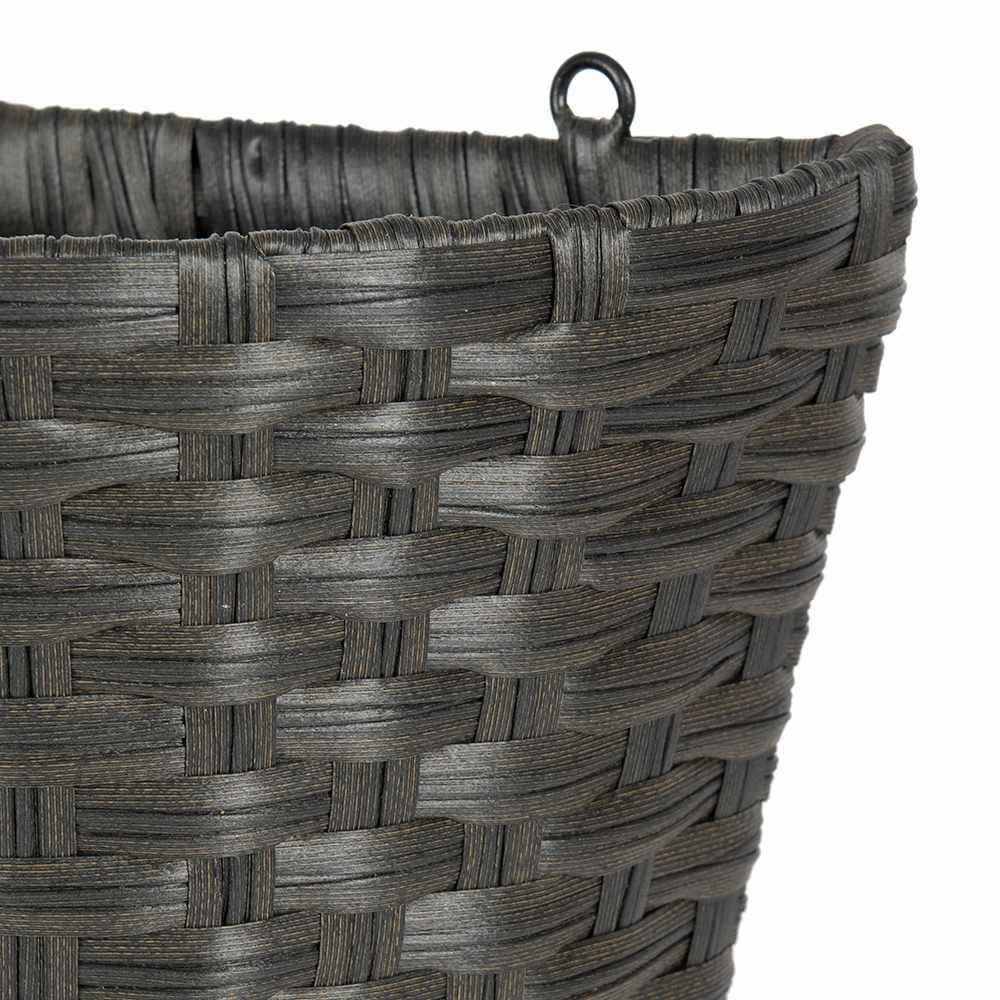 VERTUO Polyrattan Effect Wall Flower Pot  Black 12 1/2 in. x 7 in.