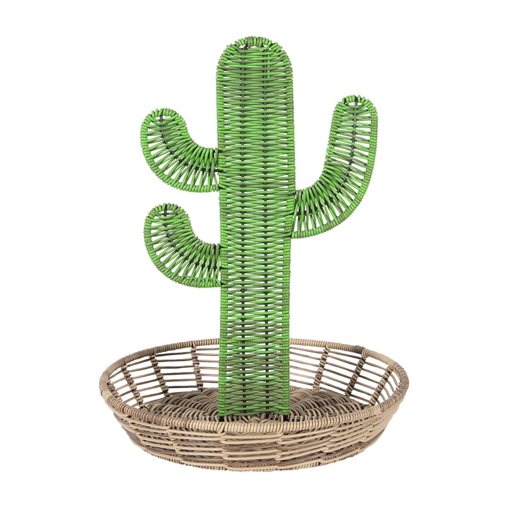 VERTUO Rattan Effect Decorative Tray Cactus 12 1/2 in
