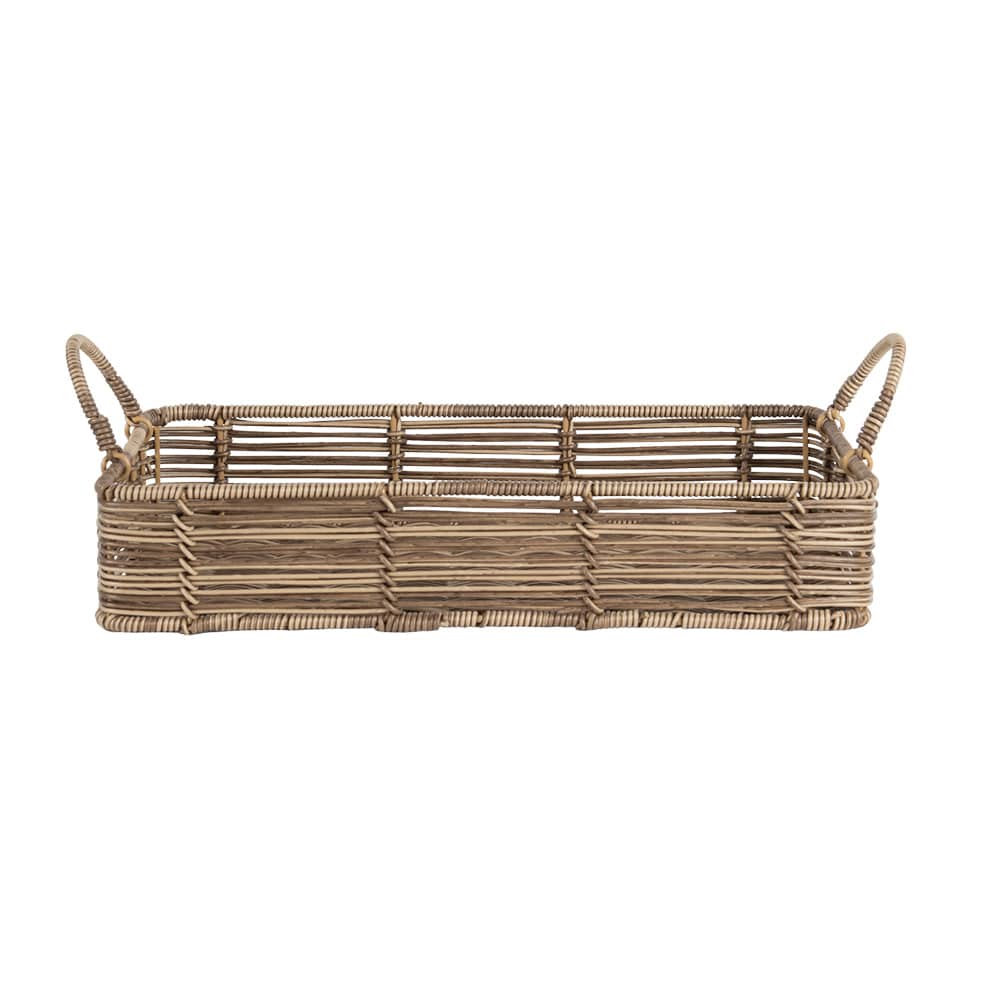 Plateau décoratif effet rottin beige 16 1/2 po x 9 3/4 po VERTUO