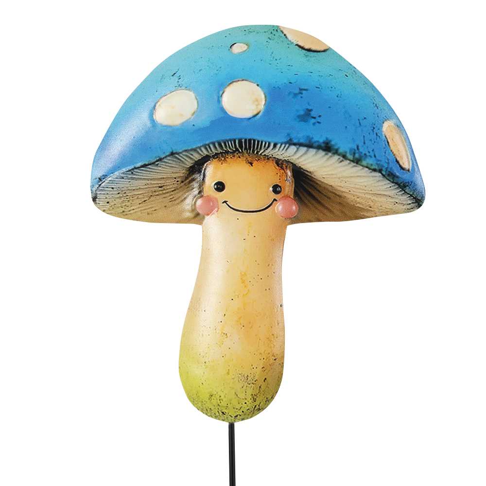 VERTUO Blue Mushroom Decorative Stake 27 3/4 in.