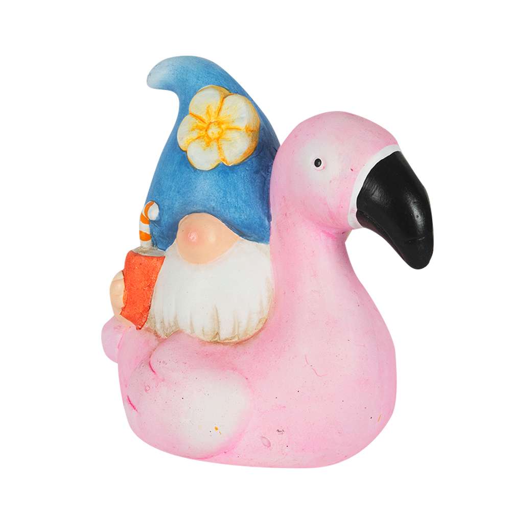 Gnome sur flamant rose 5 3/4 po VERTUO