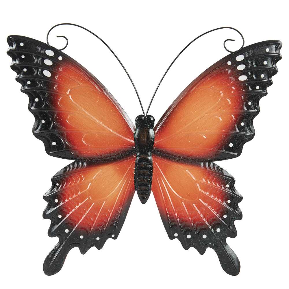 Papillon mural décoratif en métal orange 13 3/4 po VERTUO