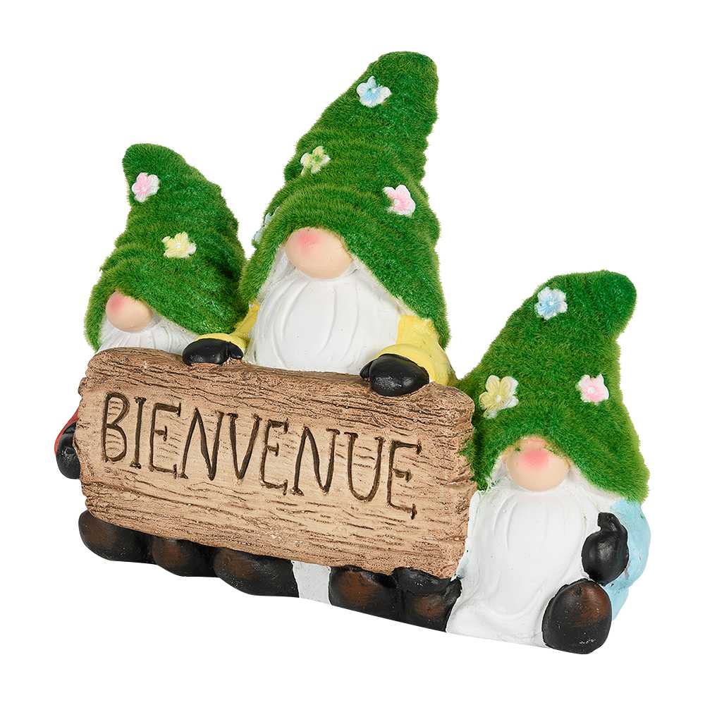 VERTUO Decorative Gnomes with Bienvenue Sign