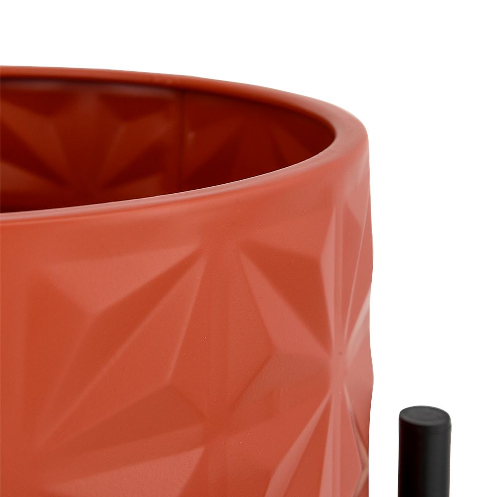 Cache-pot métallique rouge sur pieds 10 1/4 po VERTUO