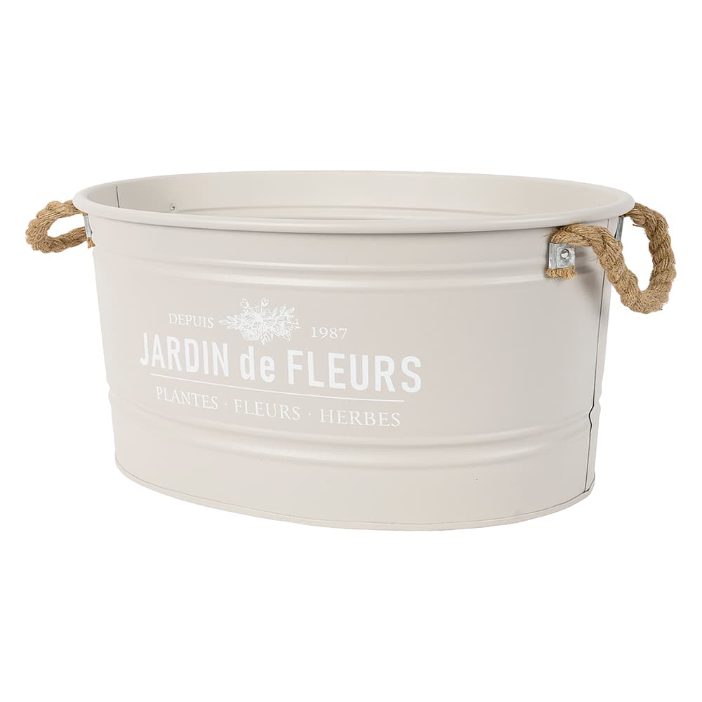 Seau métallique Jardin de fleurs beige 16 7/8 po x 11 3/4 po VERTUO