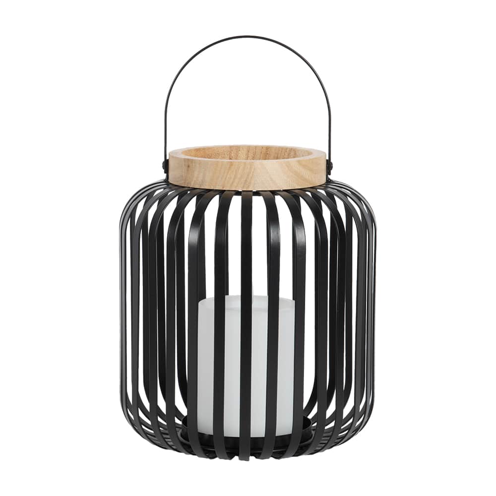 VERTUO LED Lantern with Candle Black and Natural