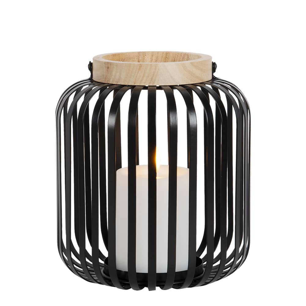VERTUO LED Lantern with Candle Black and Natural