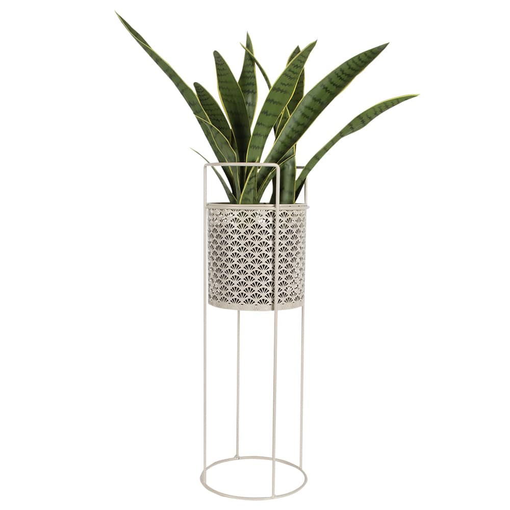 Cache-pot métallique sur pieds 8 3/4 po beige VERTUO