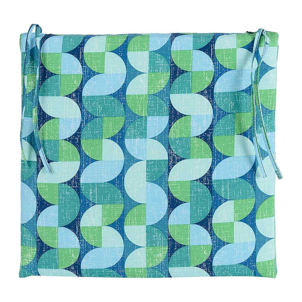 Geo Blue & Green Garden Chair Cushion 18&nbsp;in&nbsp;x&nbsp;18&nbsp;in