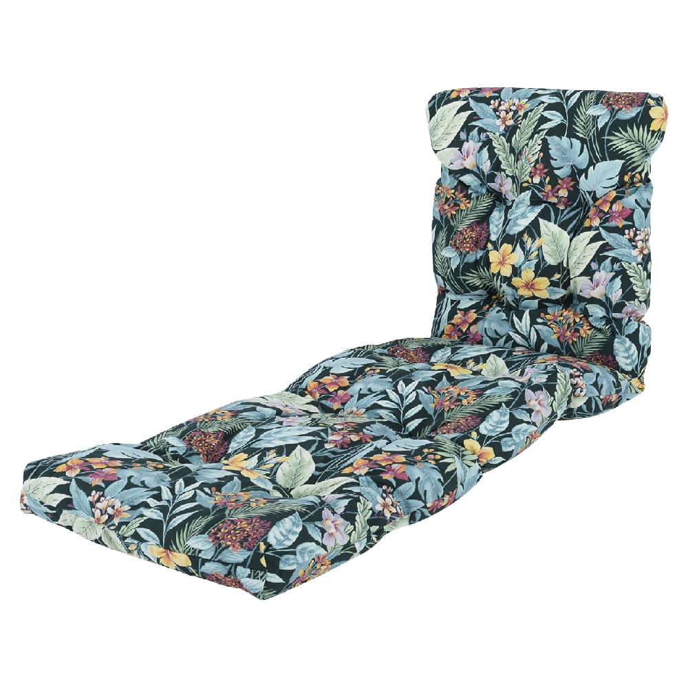 Aqua Flowers Lounge Chair Cushion 70&nbsp;in&nbsp;x&nbsp;22&nbsp;in