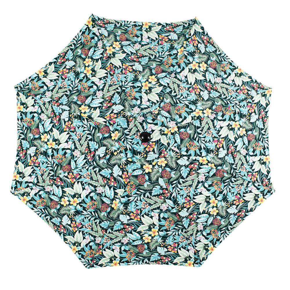 Aqua Flowers Tilting Patio Umbrella with Aluminum Pole 9 ft