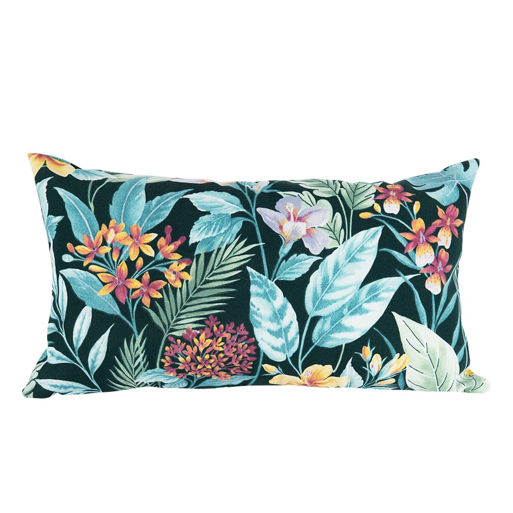 Aqua Flowers Patio Cushion 10&nbsp;1/2&nbsp;in&nbsp;x&nbsp;19&nbsp;in