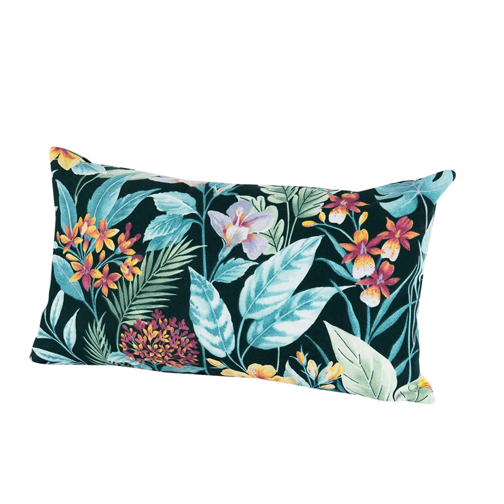 Aqua Flowers Patio Cushion 10&nbsp;1/2&nbsp;in&nbsp;x&nbsp;19&nbsp;in