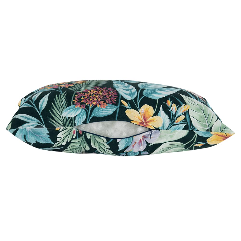 Aqua Flowers Patio Cushion 10&nbsp;1/2&nbsp;in&nbsp;x&nbsp;19&nbsp;in