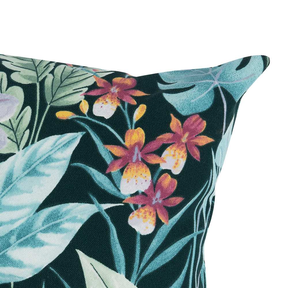 Aqua Flowers Patio Cushion 10&nbsp;1/2&nbsp;in&nbsp;x&nbsp;19&nbsp;in