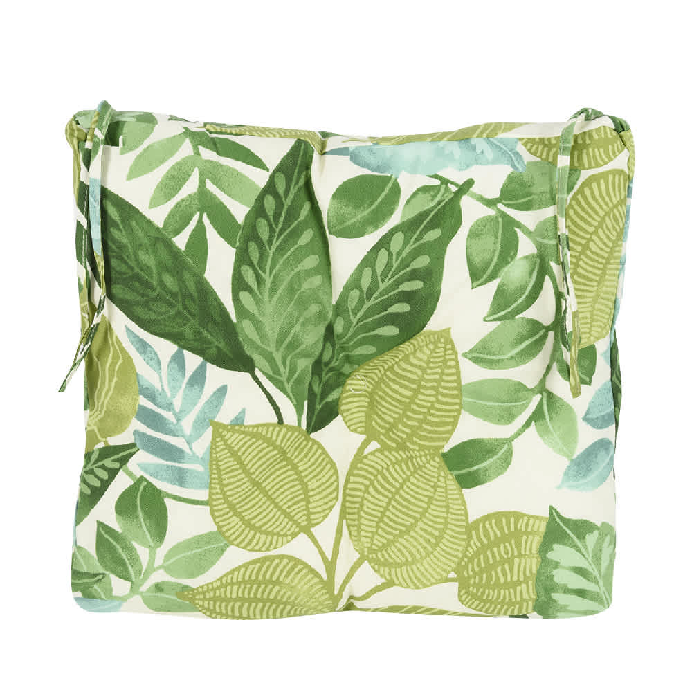 Green & Cream Leaves Garden Chair Cushion 18&nbsp;in&nbsp;x&nbsp;20&nbsp;in