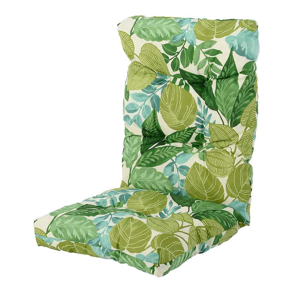 Green & Cream Leaves High Back Garden Chair Cushion 47&nbsp;in&nbsp;x&nbsp;20&nbsp;in
