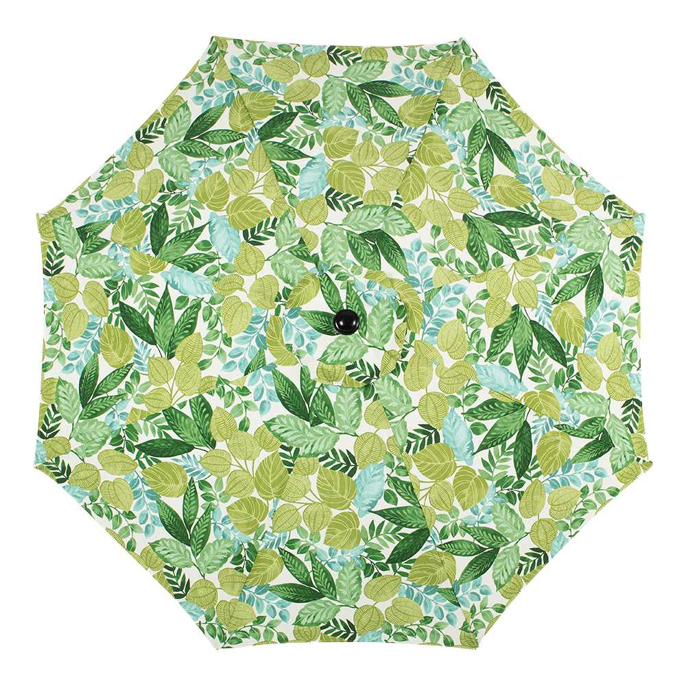 Green & Cream Leaves Tilting Patio Umbrella with Aluminum Pole 9 ft