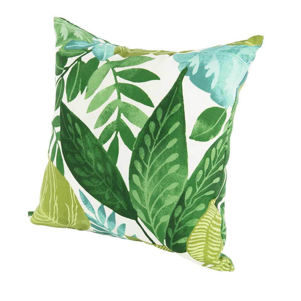 Green & Cream Leaves Patio Cushion 16&nbsp;in&nbsp;x&nbsp;16&nbsp;in