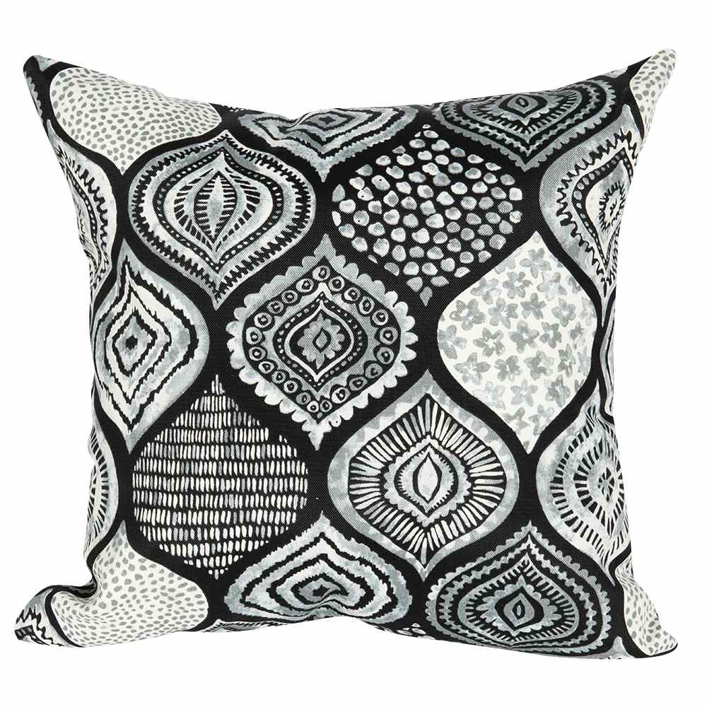 Grey & Black Pattern Patio Cushion 16&nbsp;in&nbsp;x&nbsp;16&nbsp;in