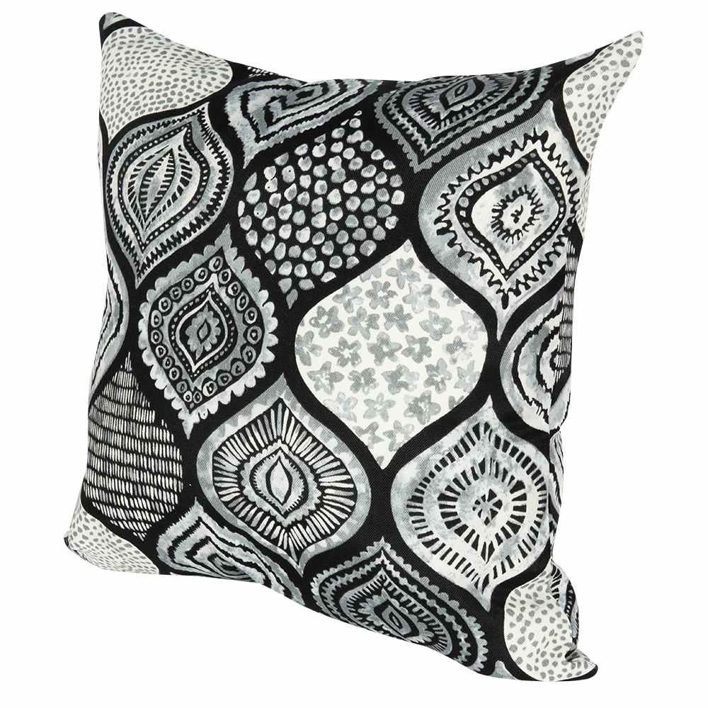 Grey & Black Pattern Patio Cushion 16&nbsp;in&nbsp;x&nbsp;16&nbsp;in