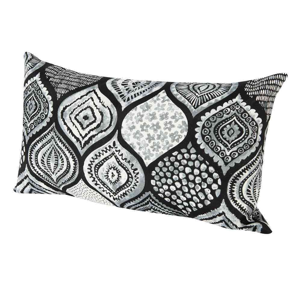 Grey & Black Pattern Patio Cushion 10&nbsp;1/2&nbsp;in&nbsp;x&nbsp;19&nbsp;in