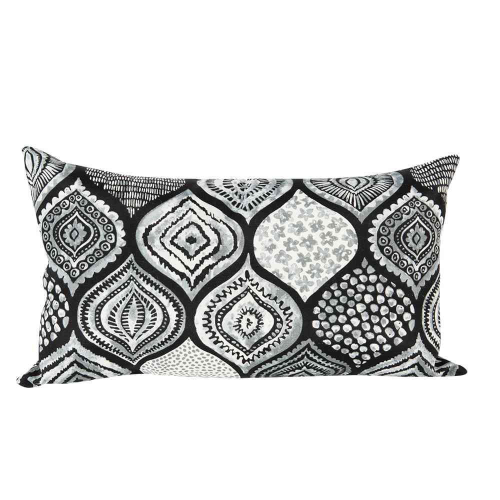 Grey & Black Pattern Patio Cushion 10&nbsp;1/2&nbsp;in&nbsp;x&nbsp;19&nbsp;in