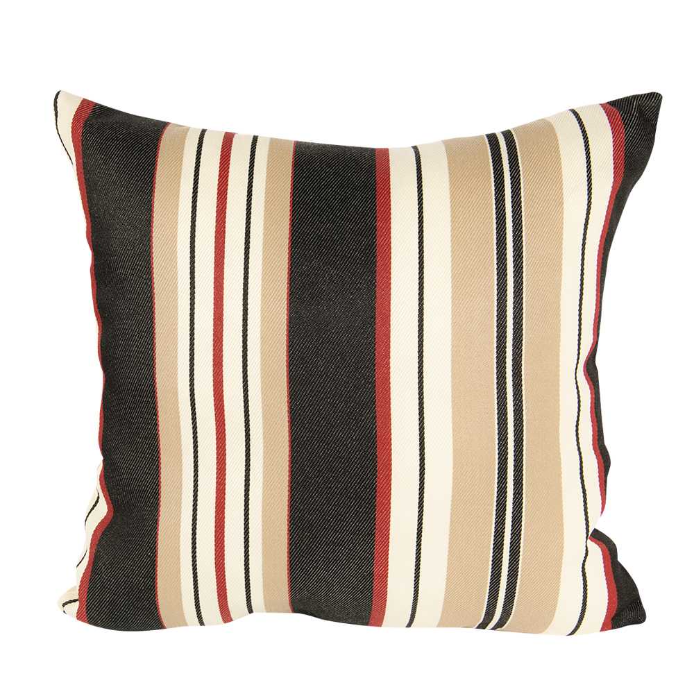 Coussin de patio Rayé beige et noir 16&nbsp;po x 16&nbsp;po