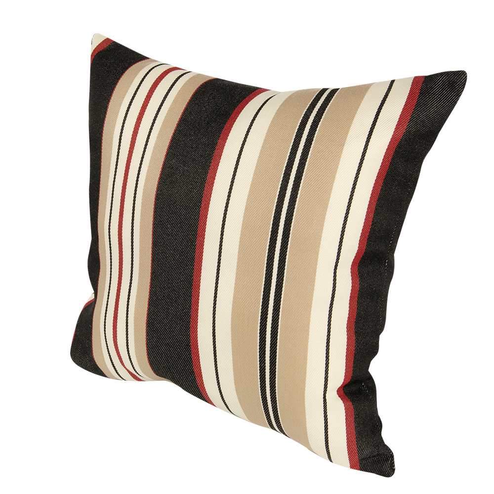 Coussin de patio Rayé beige et noir 16&nbsp;po x 16&nbsp;po