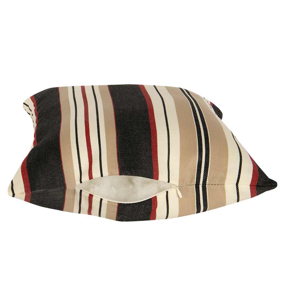Coussin de patio Rayé beige et noir 16&nbsp;po x 16&nbsp;po