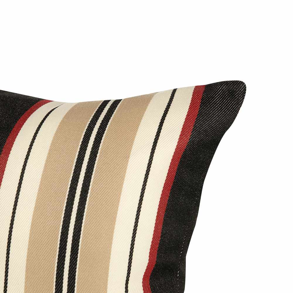 Coussin de patio Rayé beige et noir 16&nbsp;po x 16&nbsp;po