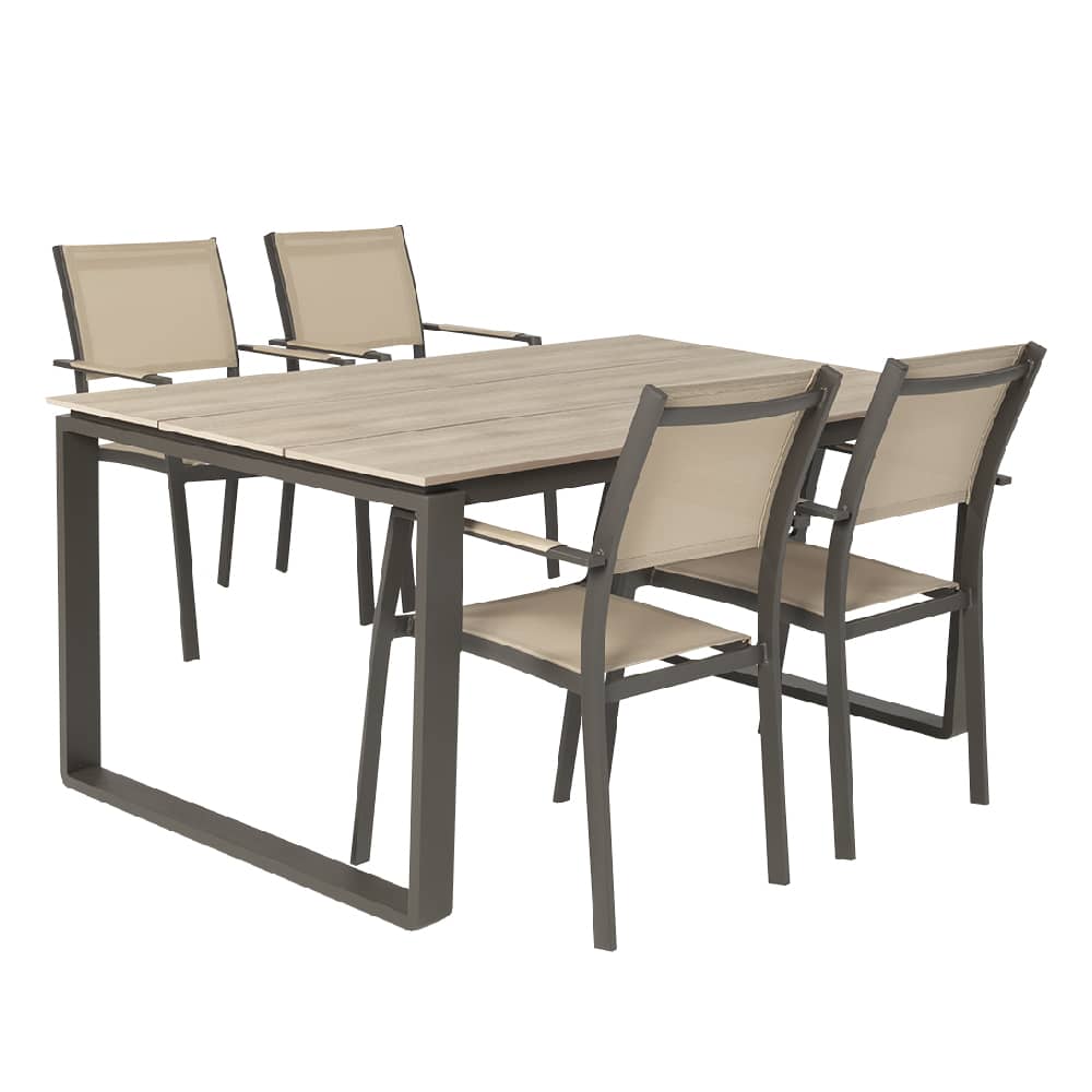 VERTUO Chocolate & Natural Aluminum Rectangular Garden Table 39&nbsp;3/8&nbsp;in.&nbsp;x&nbsp;65&nbsp;in.