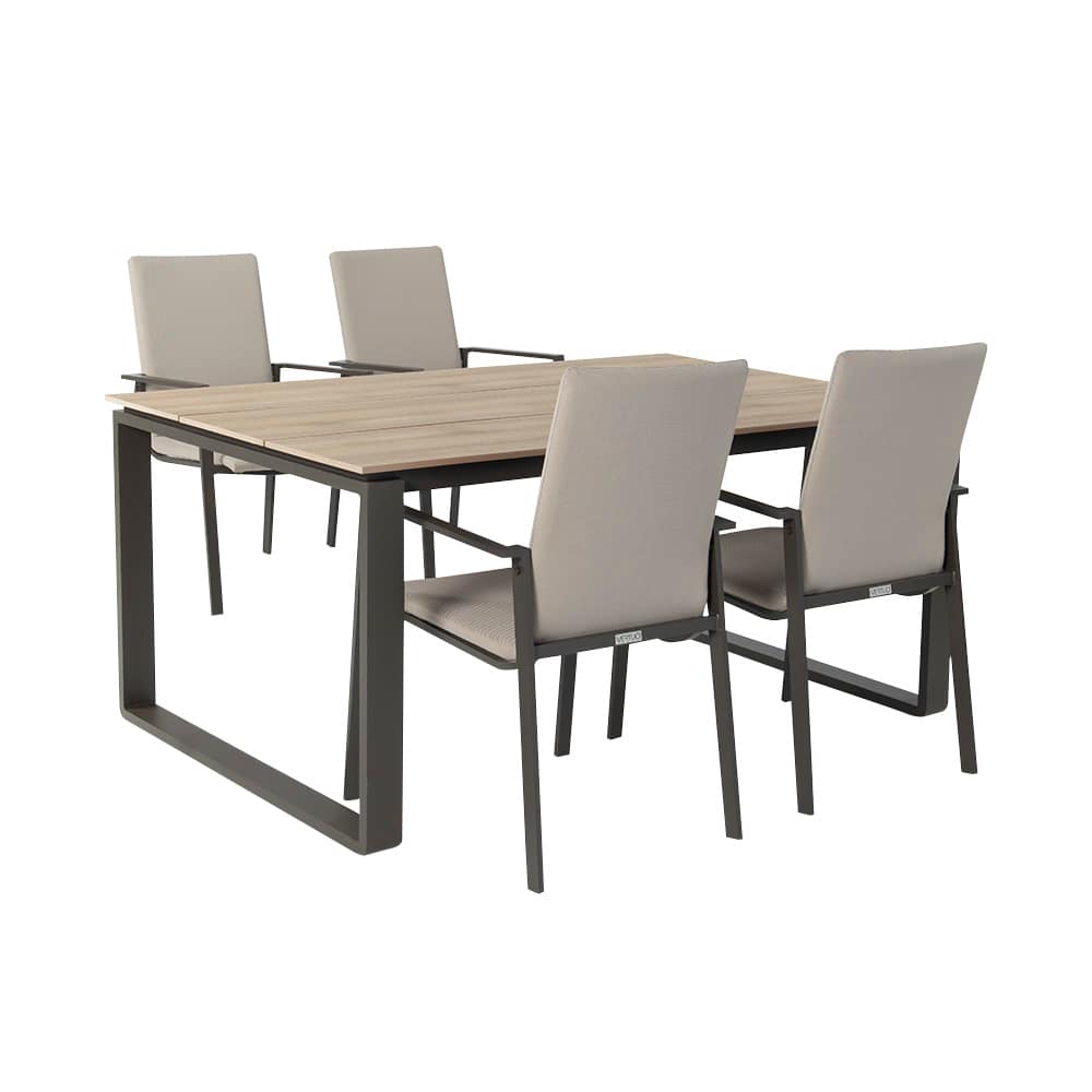 VERTUO Chocolate & Natural Aluminum Rectangular Garden Table 39&nbsp;3/8&nbsp;in.&nbsp;x&nbsp;65&nbsp;in.