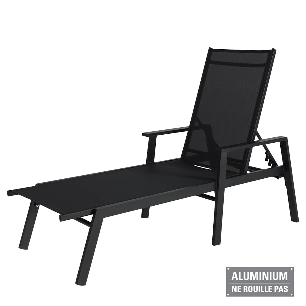 VERTUO Black Aluminum Lounge Chair