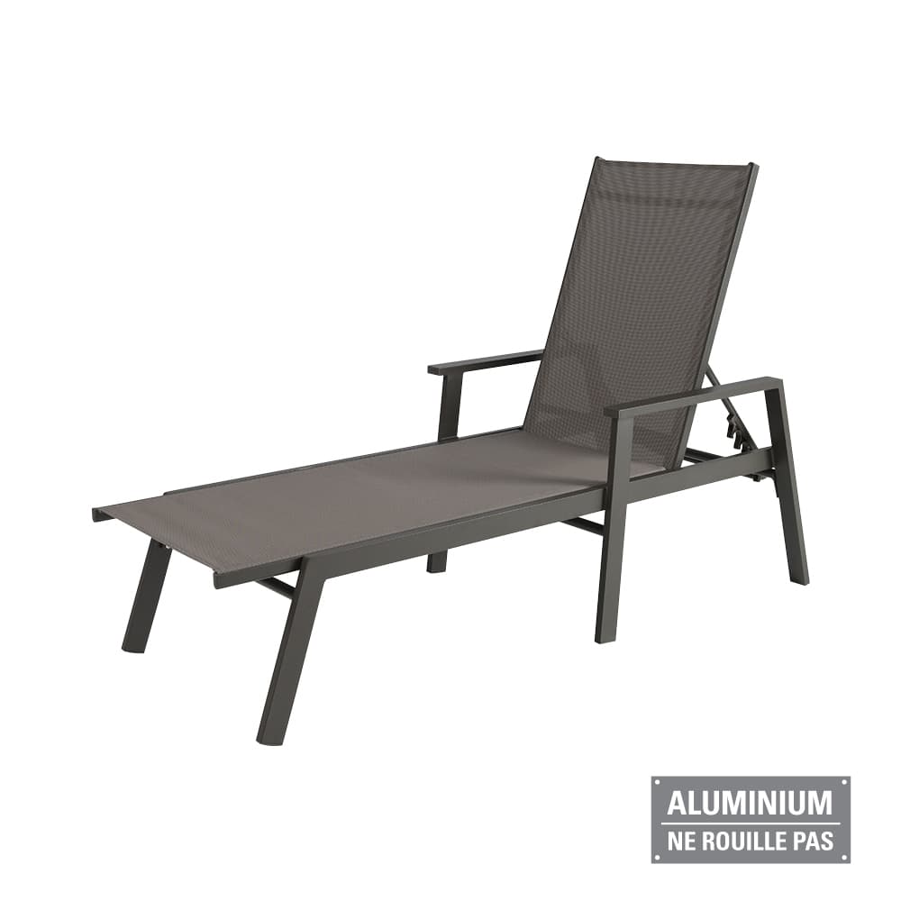 VERTUO Chocolate & Beige Aluminum Lounge Chair