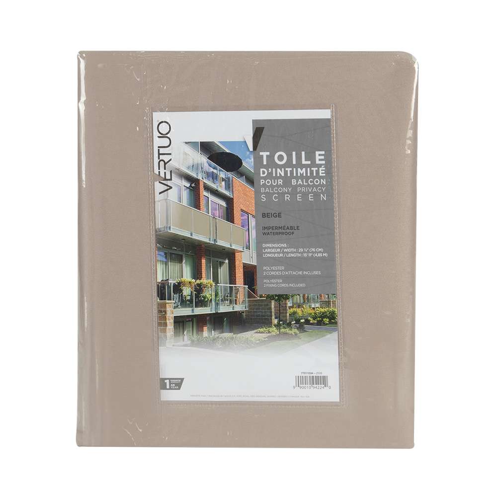 Toile d'intimité pour balcon Beige 30&nbsp;po&nbsp;x&nbsp;15&nbsp;pi&nbsp;11&nbsp;po VERTUO