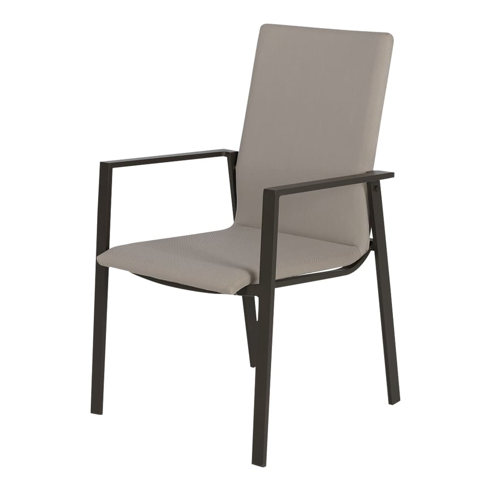 Chaise de patio en aluminium chocolat et beige VERTUO