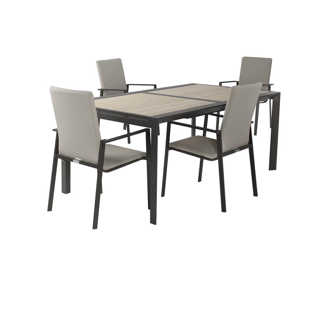 Chaise de patio en aluminium chocolat et beige VERTUO