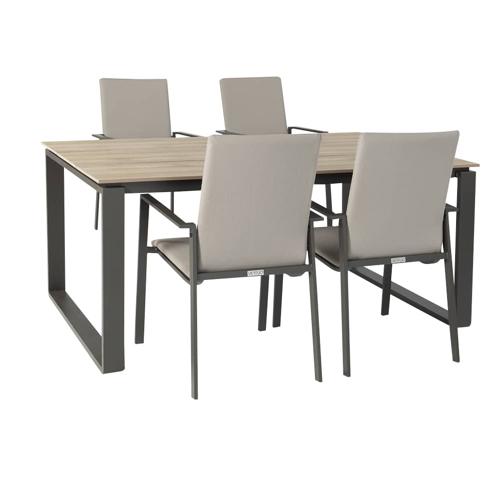 Chaise de patio en aluminium chocolat et beige VERTUO