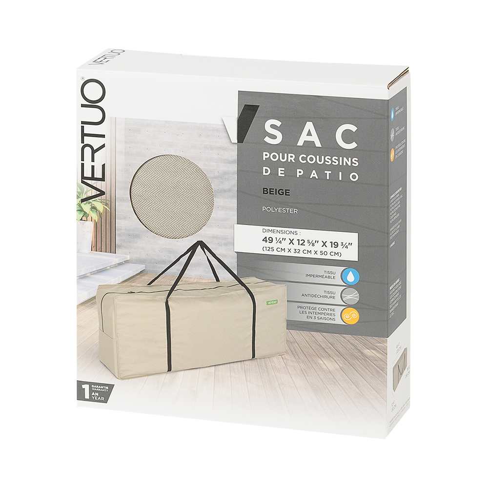 Sac pour coussins de patio 49&nbsp;1/4&nbsp;po&nbsp;x&nbsp;12&nbsp;5/8&nbsp;po&nbsp;x&nbsp;19&nbsp;3/4&nbsp;po VERTUO