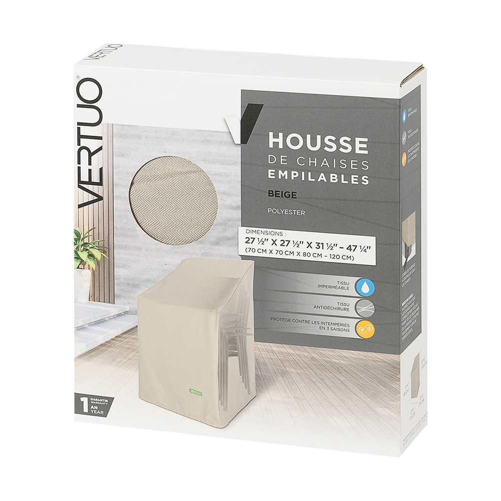 Housse pour chaises empilables 27&nbsp;1/2&nbsp;po&nbsp;x&nbsp;27&nbsp;1/2&nbsp;po&nbsp;x&nbsp;47&nbsp;1/4&nbsp;po VERTUO
