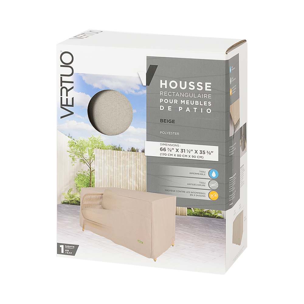 Housse rectangulaire pour meubles de patio 66&nbsp;7/8&nbsp;po&nbsp;x&nbsp;31&nbsp;1/2&nbsp;po&nbsp;x&nbsp;35&nbsp;3/8&nbsp;po VERTUO
