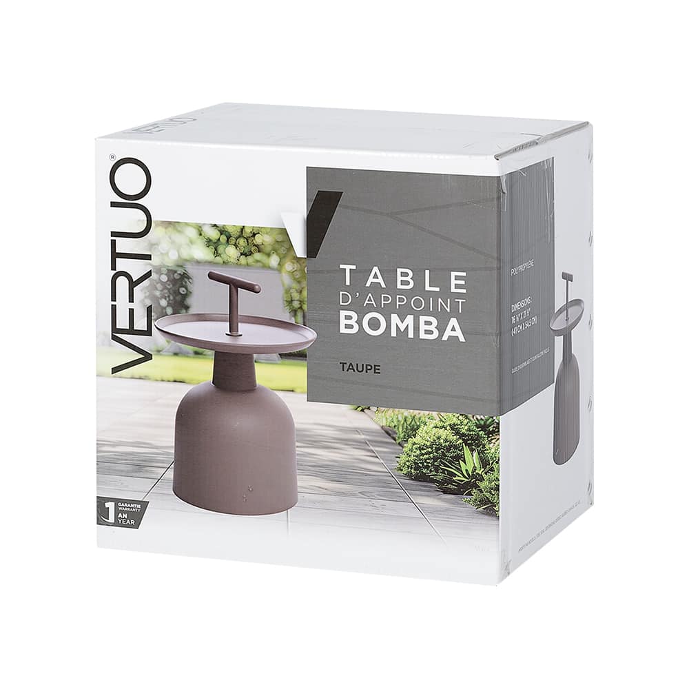 VERTUO Taupe Polypropylene Bomba Side Table
